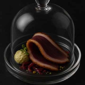 Duck Pastrami with Pistachio Mousse