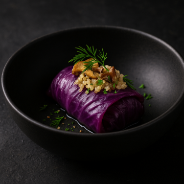 Red Cabbage Rolls with Quinoa and Wild Mushrooms