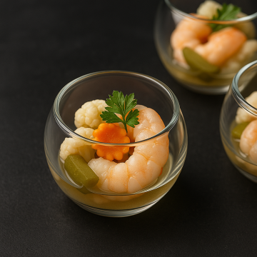 Poached Shrimp with House Pickles
