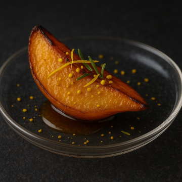 Roasted Quince with Bee Pollen and Rosemary Honey